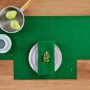 Solino Home Linen Garden Green Table Runner 108 Inches Long - 100% Pure Linen Hemstitch 14 x 108 Inch Table Runner for Dining - Classic Hemstitch by CozyNest Decor