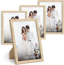 HAUS AND HUES 6x8 Natural Oak Wooden Picture Frame - Set of 4 6x8 Poster Frame - Premium Oak, Vertical Hang, Shatterproof Plexiglass - Ideal for Home, Room, Office (6x8-inch, Natural, Set of 4) by CozyNest Decor