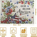 4th of July Placemats Set of 4 Patriotic Floral Cross Stars Independence Memorial Day Place Mats 12x18 Inch God Bless America Linen Fabric Table Mats for Party Kitchen Dining Decoration by CozyNest Decor