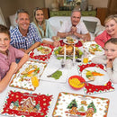 Christmas Placemats Set of 6 Christmas Retro Gingerbread Plastic Table Mats Xmas Bakery Gingerbread House Place Mats Winter Holiday Table Decoration for Indoor Outdoor Party Kitchen Dining by CozyNest Decor