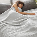 PHF Ultra Soft Waffle Weave Throw Blanket 50"x 60"- Washed Lightweight Breathable Cozy Woven Blanket for Bed - Aesthetic Decor for Couch Bedding Sofa Home Car - Light Grey by CozyNest Decor