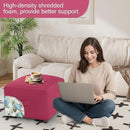 MeMoreCool Square Stuffed Pouf Ottoman Foot Rest, Floor Pouf Foot Stool with Foam Chunk Filling, Soft Stuffed Ottoman Footrest for Living Room by CozyNest Decor