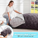 Hobestluk 3 in 1 Bean Bag Chair Giant Bean Bag Chairs for Adults with Plaid Cover Convertible Bean Bag Floor Cushion with Machine Washable Cover for Living Room (Plaid Dark Grey) by CozyNest Decor