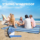 ZAZE Beach Blanket Picnic Blankets with Stakes, Thick 3-Layer 80*80 Oversized Waterproof Sandproof Compact Outdoor Mat, Big Extra Large Foldable Camping Park Vacation Travel Accessories(Blue Stripe) by TinyTreasures Baby Boutique