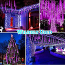Christmas Purple Meteor Shower Rain Lights, 10 Tube 360 LED 12 Inch for Outdoor Halloween Falling String Raindrop Decor, Patio Garden Roof Eaves by GreenHaven Gardens