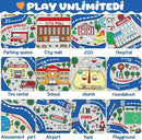 Kids Carpet Playmat Rug Player Car Rug,City Life Traffic Road Map Mat Educational Game Area Rug for Toddler Children Playroom Classroom Bedroom (Blue,6 x 9 ft) by CozyNest Decor