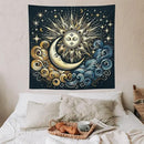 HZOHNAGO Sun Moon Tapestry Boho Golden Stars Pattern Printed Wall Tapestry Wall Hanging for Bedroom Living Room Dorm 60" W x 60" H by CozyNest Decor