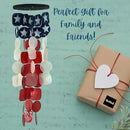 Bellaa 24834 Wind Chimes Outdoor, Garden Decorations, Musical, Indoor/Outside Windchimes, Beach, Ocean Breeze, Gifts for Mom, Gift for All Occasions, Capiz Sea Glass Shells Wood American Patriotic by CozyNest Decor