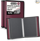 Dunwell Small Photo Album 5x7 (2-Pack, Ruby), Black Mounting Paper, 5 x 7 Photo & Art Portfolio Presentation Book, 24 Sleeves Display 48 Pages, Professional Picture Book for 5x7 Artwork, Postcards by TinyTreasures Baby Boutique