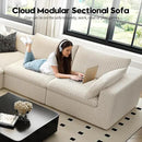 157.5" Cloud Couch Modular Sectional Sofa for Living Room,Modern Sofa with Deep Seat，L-Shape Boneless Couch with Ottoman,Comfy Upholstered Corduroy Couches for Apartment, Studio, Office,Bedroom，White by CozyNest Decor