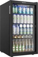 EUHOMY Beverage Refrigerator and Cooler, 128 Can Mini fridge with Glass Door, Small Refrigerator with Adjustable Shelves for Soda Beer or Wine, Home/Bar/Office, Black by CozyNest Decor