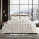 EVERGRACE Ultra Soft Luxury Fluffy Ridgeline Faux Rabbit Fur Throw Blanket, Thick Warm Bubble Throw for Bed, Cozy Plush Reversible Blankets for Couch, Chair, Sofa, Ivory White, 80x90 Inches, 870 GSM by CozyNest Decor
