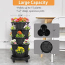 VECELO 5 Tier Vertical Garden Planter, Self Watering Stackable Planters with Wheels for Strawberries, Herbs, Flowers, Vegetables, Dark Gray by CozyNest Decor