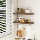 RICHFOCUS 31.5Inch Floating Shelves for Wall 2 Pack Shelves for Bedroom|Kitchen|Bathroom Wall Mounted Rustic Wood Floating Shelf with Invisible Brackets for Books|Storage|Decor, Walnut by CozyNest Decor