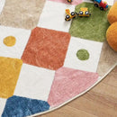jinchan Round Rug 4ft Kids Washable Rug Indoor Floor Cover Non-Slip Soft Modern Elementary School Classroom Colorful Diamond Carpet for Nursery Daycare Bedroom Playroom Living Room Circus on Cream by CozyNest Decor