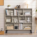 LEYAOYAO 10 Cube Bookshelf,3 Tier Modern Wide Bookcase with Legs,Mid-Century Wood Bookshelves Storage，Retro Grey Large Book Case,Freestanding Organizer Display Shelf for Bedroom,Living Room,Office by CozyNest Decor