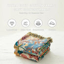 MSGKV Boho Throw Blanket for Bed Twin Size Cotton Muslin Breathable Vine Blanket 60"x80" Sofa Couch Blankets for All Seasons Lightweight Farmhouse Blankets Boho Home Decor by CozyNest Decor