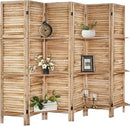 Room Divider with Shelves, Privacy Screen, Room Dividers and Folding Privacy Screens, 6 Panel Wood Temporary Wall Partition Separation Separator, Natural by CozyNest Decor