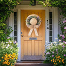 Dilicoming Spring Eucalyptus Wreaths for Front Door - 16 Inch Summer Fall Straw Hat Wreath with Bow, Women Gift, Indoor Outdoor Wreaths for Wall, Window, Farmhouse, Party, Holiday Home Décor by CozyNest Decor