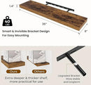 36 inch Floating Shelves Wall Shelves for Office with Invisible Brackets, 8 inch Deep Shelves for Bathroom, Living Room, Kitchen, Office, 36x7.9 inch deep Set of 2, Brown by CozyNest Decor