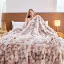 Lotus Karen Faux Fur Throw Blanket Tie-Dye Beige - Big Bubble Rabbit Fluff Blanket for Couch, Small Fluffy Fuzzy Cozy Blankets,Thick Furry Plush Shaggy Blankets,50x60 Inches by CozyNest Decor