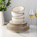 GBHOME Ceramic Dinnerware Sets,12 pcs Embossed Elegant Stoneware Plates and Bowls Sets, Housewarming Wedding Gift | Dishwasher & Microwave Safe | Dishes Set Service for 4 by CozyNest Decor
