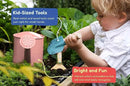 Gardening Set, Tool Kit, for Kids, STEM, Includes Tote Bag, Spade, Watering Can, Rake, Fork, Trowel and Gloves (Petal) by GreenHaven Gardens