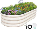 1MORE Galvanized Raised Garden Bed- Planter Garden Boxes Outdoor, Raised Beds for Gardening, 4x2x1ft Metal Garden Bed Kit for Vegetables Flower, Planter Raised Beds with Protective Tape & Tools.White by GreenHaven Gardens