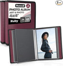 Dunwell Small Photo Album 4x6 (2-Pack, Ruby), Mounting Paper, 4 x 6 Photo & Art Portfolio Presentation Binder, 24 Sleeves Display 48 Pages, Professional Mini Picture Book for Artwork, Postcards by TinyTreasures Baby Boutique