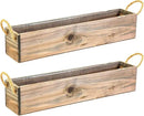20" Rectangular Rustic Wood Planter with Handle and Plastic Liner l Rustic Barn Wood l Country Style, Home and Wedding Decorations, Garden Ornaments (20x4 w Handle Set of 2, Natural) by GreenHaven Gardens