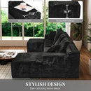 Modular Sectional Sofa Cloud Sectional Couch, 107" Comfy Fluffy U Shaped Black Couches for Living Room, Deep Seat Memory Foam Plush Corduroy Boneless Couch Sectionals with Right Facing Chaise Sofa by CozyNest Decor
