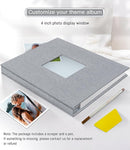popotop Photo Album Self Adhesive with Picture Display Window,60 Pages DIY Scrapbooking Supplies Kit for 4x6 8x10 Picture,Linen Cover Memory Book for Baby Wedding, with Scraper and Metallic Pen by TinyTreasures Baby Boutique