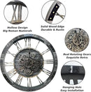 DORBOKER 36" Extra Large Wall Clock with Moving Gears, Oversized Giant Industrial Steampunk Rustic Clocks for Wall Decor Living Room Home Office, Solid Wood Retro Metal,Carbon Grey by CozyNest Decor