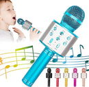 KIDWILL Wireless Bluetooth Karaoke Microphone for Kids, 5-in-1 Portable Handheld Karaoke Mic Speaker Player Recorder with Adjustable Remix FM Radio for Kids Girls Boys Teens Birthday (858-Blue) by TinyTreasures Baby Boutique