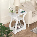 End Tables Living Room, White End Table with Charging Station,White Side Table, Nightstand for Bedroom, 3 Tier End Table with Storage Shelf for Living Room by CozyNest Decor