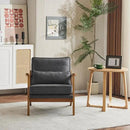 Karl home Accent Chair Wide Armrest Mid-Century Lounge Chair Linen Fabric Armchair with Lumbar Pillow & Solid Wood Frame for Living Room, Bedroom, Balcony, Gray by CozyNest Decor
