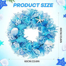 24 Inch Coastal Seashell Large Wreath with Natural Starfish & Scallops Shell, Blue Beach Style Front Door Wreath with for Spring Summer, Farmhouse Rustic Indoor Outdoor Home Wall Wedding Decor by CozyNest Decor