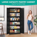 SISESOL Black Storage Cabinet,71" Tall Pantry Cabinet,Kitchen Pantry Storage Cabinets with 2 Doors and 6 Shelves,Wide Deep Metal Food Cupboard for Home,Kitchen,Dining/Living Room by CozyNest Decor