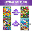 QUOKKA Puzzles for Kids Ages 4-6 – 4 x 48 Pieces Jigsaw Puzzles for Toddlers 3-5 – Toy for Learning Insects, African, Ocean Animals – Educational Game for Boy and Girl 2-4 Year Old - Improved Version by TinyTreasures Baby Boutique