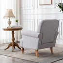 chairus Linen Accent Chair for Living Room Set of 2 Upholstered Mid Century Modern Single Sofa Chair with Solid Wood Legs Comfy Reading Chair Armchair for Bedroom/Office Room/Recption/Lounge, Grey by CozyNest Decor