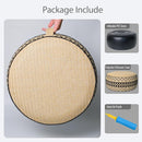 Outdoor Inflatable Ottoman with Air Pump, Embroidery Patio Footrest Stool D21”x H9”, Round Pouf Ottoman with Portable Handle Suitable for Garden, Camping, Bedroom, Living Room by CozyNest Decor