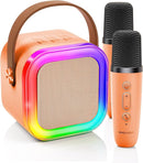 Kinglucky Mini Karaoke Machine for Kids, 2025 TOP Birthday Gifts Ideas for 3-12 Year Old Girls, Christmas Party Gifts Kids' Personal Video Players Accessories with 2 Wireless Microphones - Orange by TinyTreasures Baby Boutique