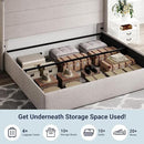 Allewie King Size Lift Up Storage Bed, Modern Wingback Headboard, Hydraulic Support, No Box Spring Needed, Light Beige by CozyNest Decor