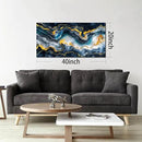 GUGIKA Abstract Wall Art for Living Room, Gold Black and Blue Canvas Wall-Art for Bedroom, Ocean Landscape Print Paintings, Size 40x20 Inches by CozyNest Decor