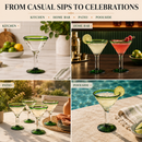 Mexican Hand Blown Martini & Margarita Glasses - Set of 4-10oz