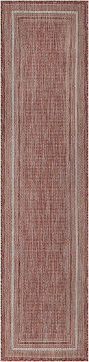 Unique Loom Outdoor Border Collection Area Rug - Soft Border (2' x 8' Runner, Rust Red/ Ivory) by GreenHaven Gardens