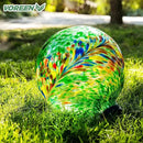 VOREEN 10-Inch Glass Gazing Ball, Outdoor Gazing Globe, Reflective Ball Yard Decoration for Homes, Patio, Lawn and Gardens, Gift for Mom Wife Friend, Phoenix Tail Design, Green by CozyNest Decor