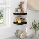 Fun Memories Black Floating Shelves 8 Inch Long, 8" Deep Wall Shelves, Small Deep Floating Shelf Square Wall Shelf, Rustic Display Shelves for Living Room, Bathroom, Kitchen, Set of 2 by CozyNest Decor