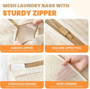 4Pcs Cotton Mesh Laundry Bags for Delicates,Breathable Mesh Garment Bag for Washing Machine,Travel Wash Bags with Zipper for Bras,Underwear,Socks,Baby Clothes,Laundry Dorm Room Essentials(S) by TinyTreasures Baby Boutique