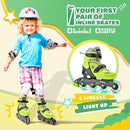 2PM SPORTS Inline Skates with Light Up Wheels, Roller Skates Blades for Boys Girls Kids Ages 5-8 8-12 4-6 6-12, Size Adjustable Beginner Blades Roller Skates by TinyTreasures Baby Boutique